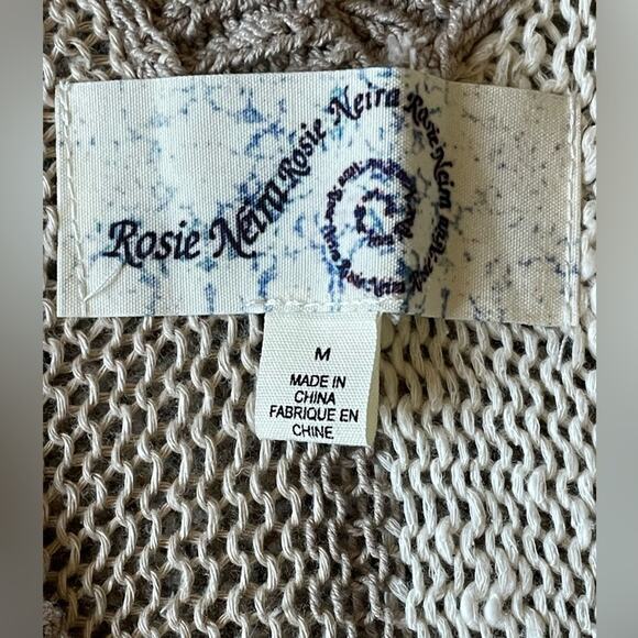 Rosie Neira Ewyn Neutral Open Knit Cardigan Vest size Medium - Picture 4 of 10